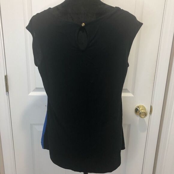 Worthington blue and black sleeveless blouse - Picture 5 of 6